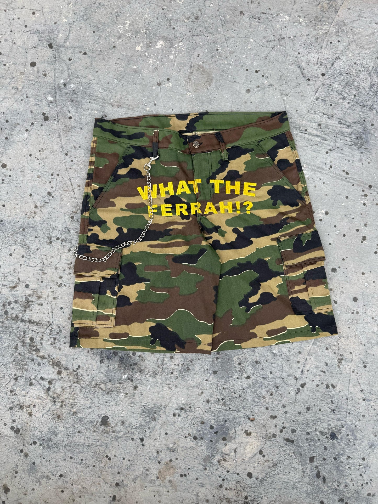 “What The Ferrah!?” Camo Shorts