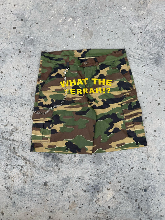 “What The Ferrah!?” Camo Shorts